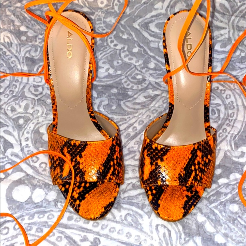 Aldo Snake skin wrap heels